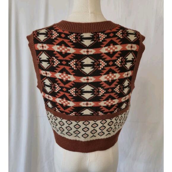 CIDER Womens Multicolor Aztec Pattern Knitted Crop Vest Small - Picture 5 of 7